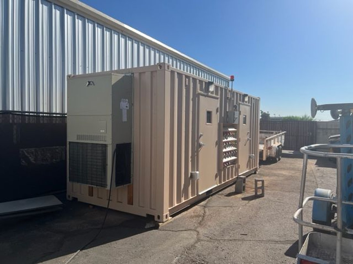 Containerised switchgear and control room built by Chapman Electric, with exterior HVAC